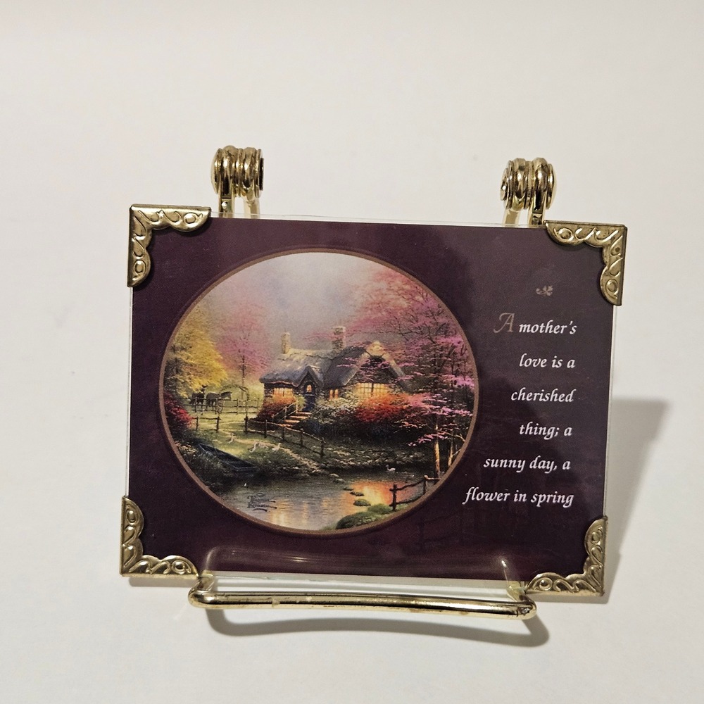 Thomas Kinkade Printwick Papers Mother's Love Mini Glass Art with Stand 2000